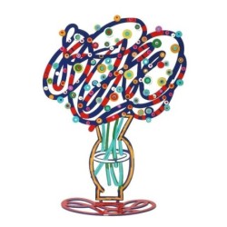 David Gerstein Signed Sculpture - Vase with Abstract Bouquet (Blue)