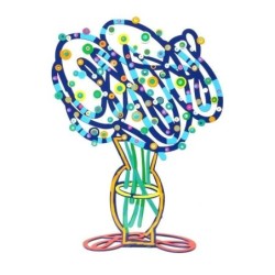 David Gerstein Signed Sculpture - Vase with Abstract Bouquet (Blue)