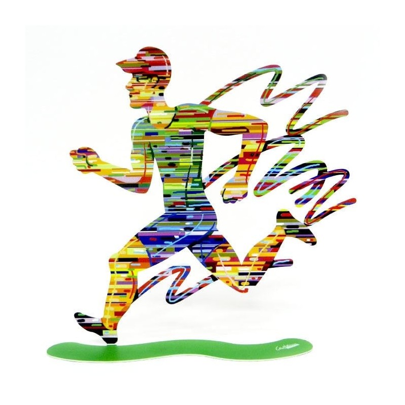 David Gerstein Signed 2-Sided Sculpture - Jogging Man