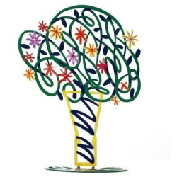 David Gerstein Signed Sculpture - Vase with Bouquet (Green)