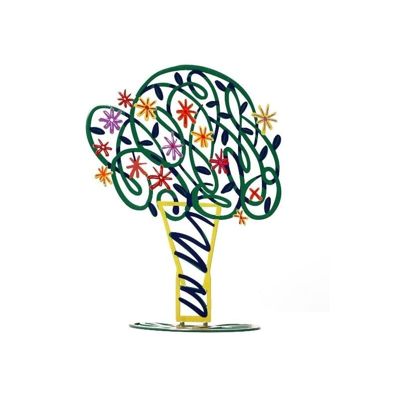 David Gerstein Signed Sculpture - Vase with Bouquet (Green)