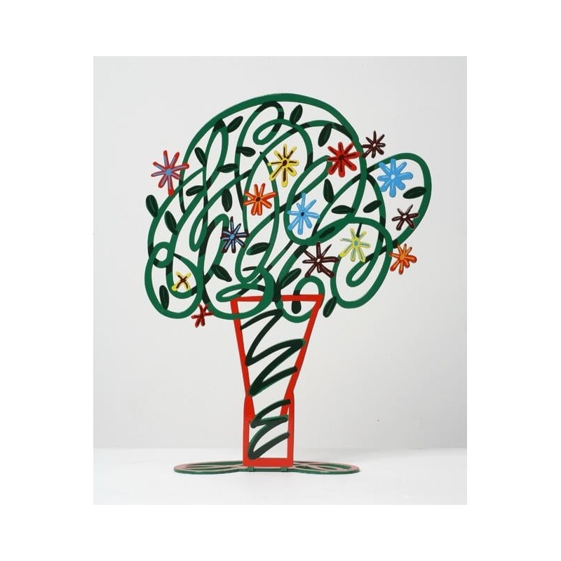 David Gerstein Signed Sculpture - Vase with Bouquet (Green)