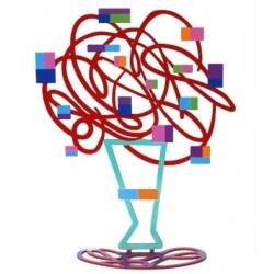 David Gerstein Signed Sculpture - Vase with Abstract Bouquet (Red)