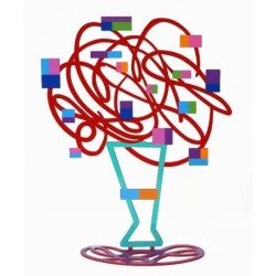 David Gerstein Signed Sculpture - Vase with Abstract Bouquet (Red)