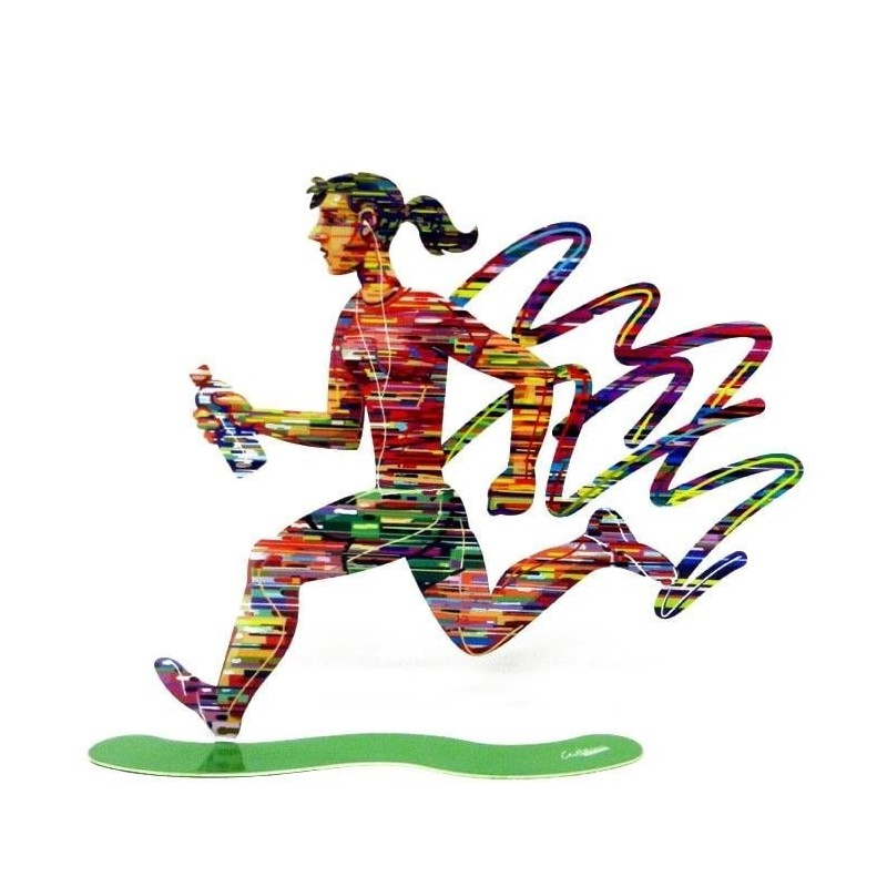 David Gerstein Signed 2-Sided Sculpture - Jogging Woman