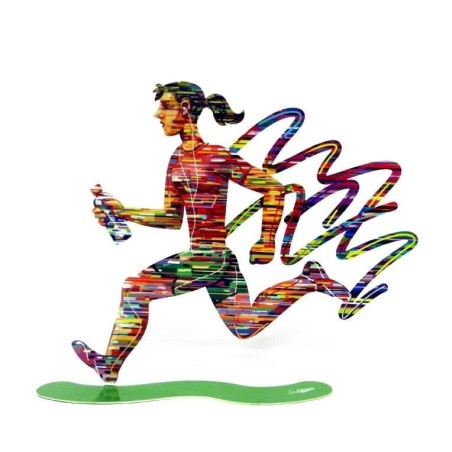David Gerstein Signed 2-Sided Sculpture - Jogging Woman