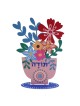 Dorit Judaica Colored Metal Flower Pot Sculpture - Toda/Thanks
