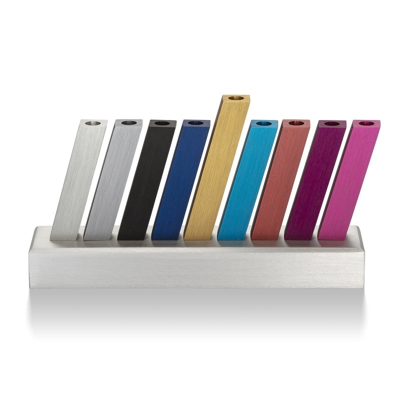 Adi Sidler Anodized Aluminum Kinetic Hanukkah Menorah - Variety of Col