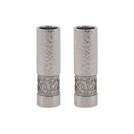 Yair Emanuel Small Shabbat Candlesticks Silver Pomeg... | Candlesticks