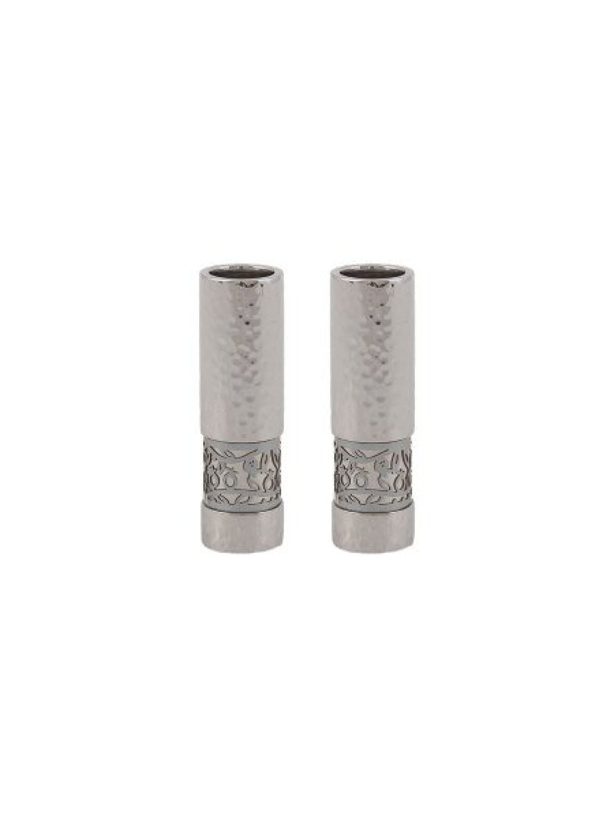 Yair Emanuel Small Shabbat Candlesticks Silver Pomeg... | Candlesticks