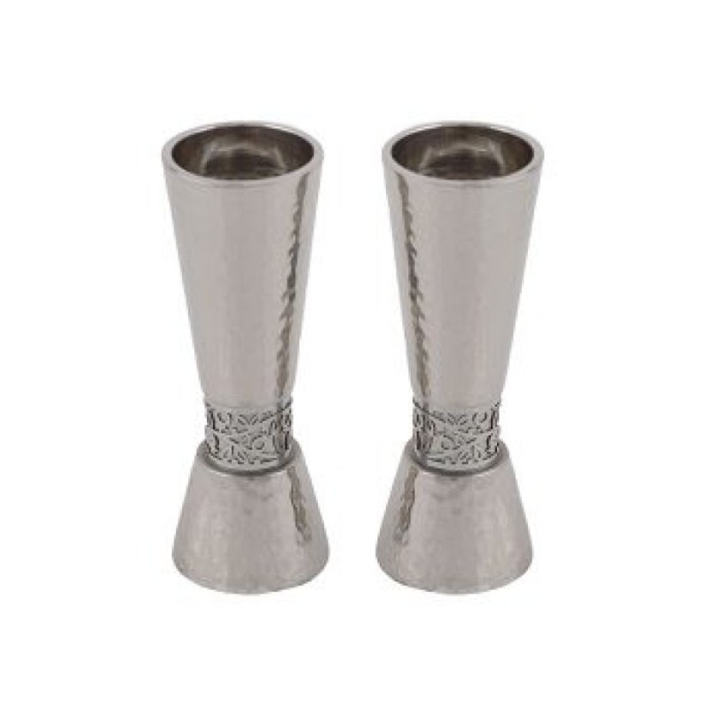 Yair Emanuel Cone Candlesticks with Silver Pomegrana... | Candlesticks