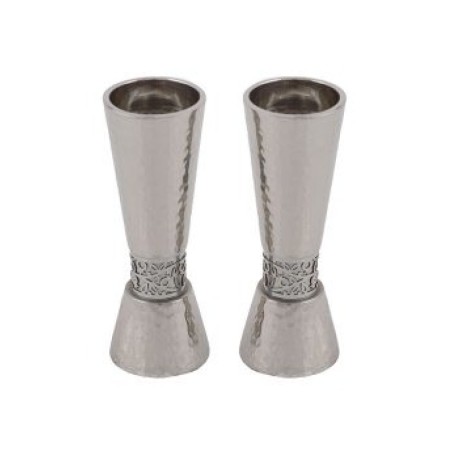 Yair Emanuel Cone Candlesticks with Silver Pomegrana... | Candlesticks