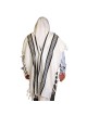 Talitnia Traditional Pure Wool Tallit Black with Silver Stripes