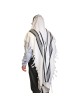 Talitnia Traditional Pure Wool Tallit Black with Silver Stripes