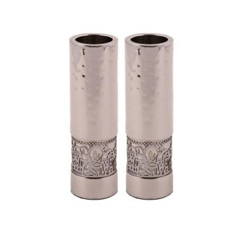 Yair Emanuel Small Shabbat Candlesticks Silver Jerus... | Candlesticks