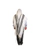 Talitnia Traditional Pure Wool Tallit Black with Silver Stripes