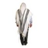 Talitnia Traditional Pure Wool Tallit Black with Silver Stripes