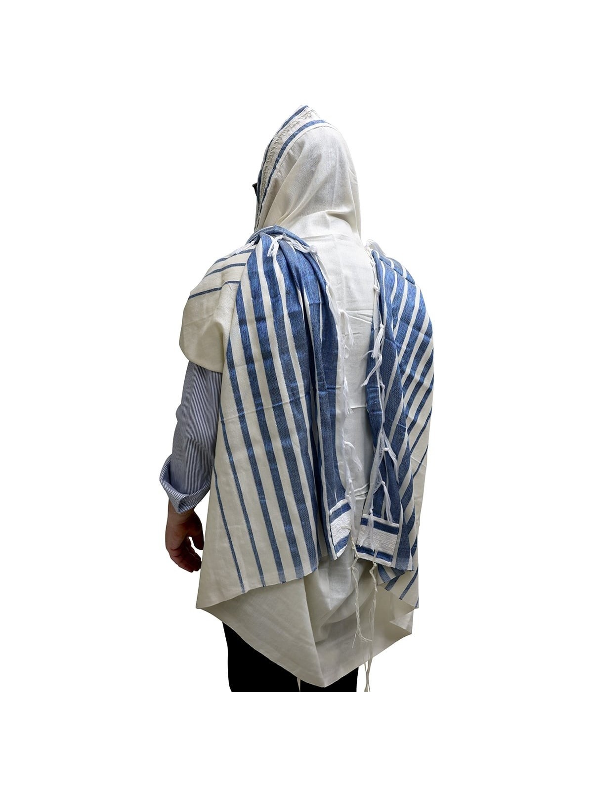 Handwoven Blue Pattern Non-Slip Tallit (Prayer Shawl) Set from Rikmat