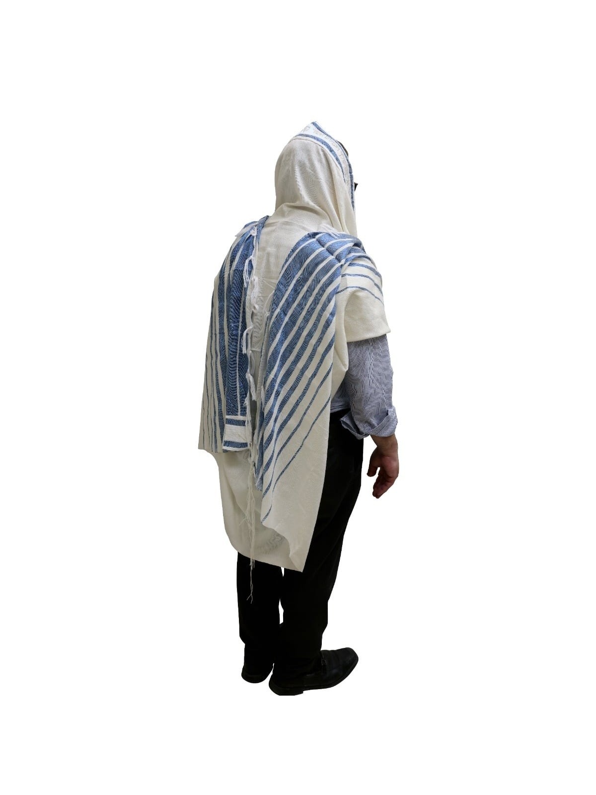 Handwoven Blue Pattern Non-Slip Tallit (Prayer Shawl) Set from Rikmat