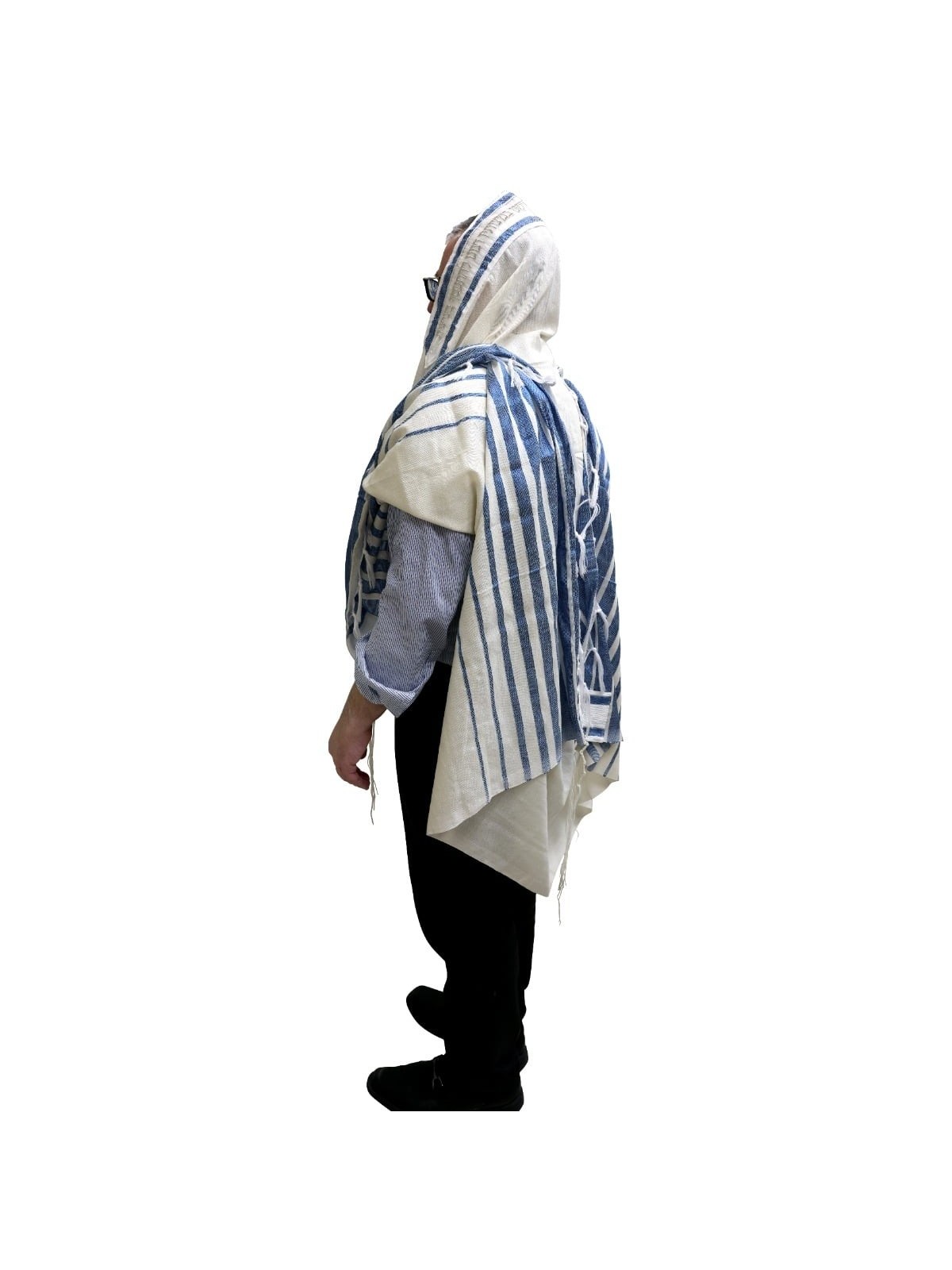 Handwoven Blue Pattern Non-Slip Tallit (Prayer Shawl) Set from Rikmat