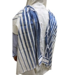 Handwoven Blue Pattern Non-Slip Tallit (Prayer Shawl) Set from Rikmat
