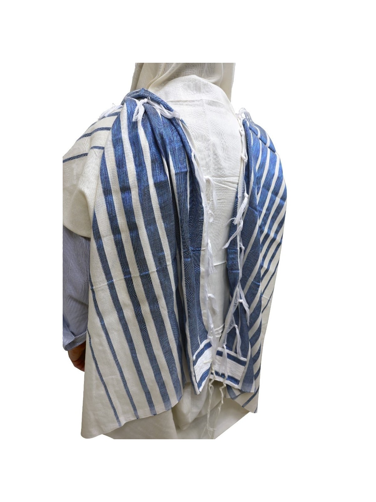 Handwoven Blue Pattern Non-Slip Tallit (Prayer Shawl) Set from Rikmat