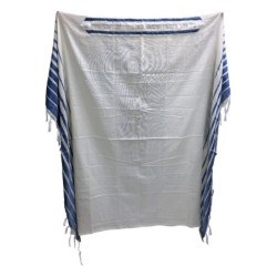 Handwoven Blue Pattern Non-Slip Tallit (Prayer Shawl) Set from Rikmat