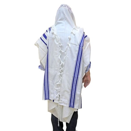 Talitnia Traditional Pure Wool Blue Tallit (Prayer Shawl)