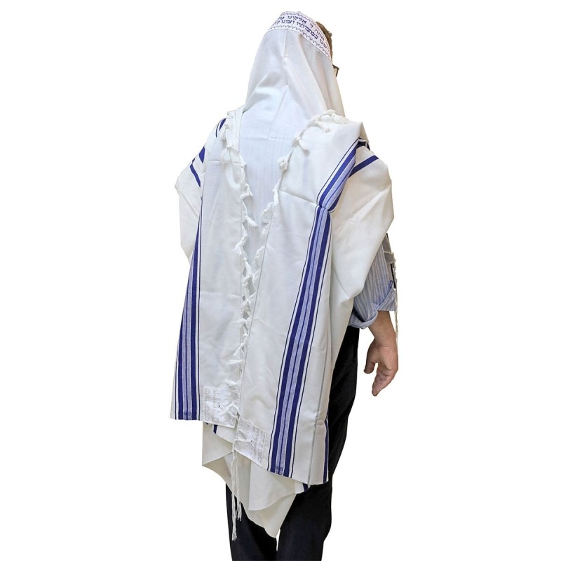 Talitnia Traditional Pure Wool Blue Tallit (Prayer Shawl)