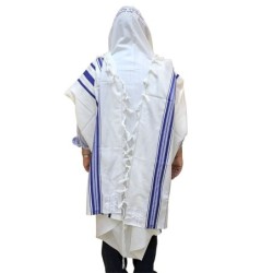 Talitnia Traditional Pure Wool Blue Tallit (Prayer Shawl)