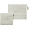 Embroidered White Faux Leather Tallit & Tefillin Bag Set