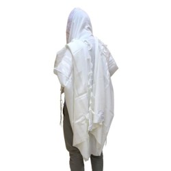 Talitnia Traditional White Pure Wool Tallit (Prayer Shawl)