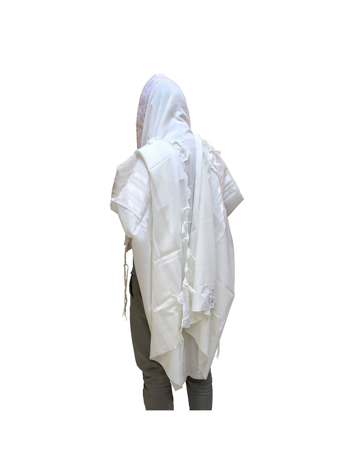 Talitnia Traditional White Pure Wool Tallit (Prayer Shawl)