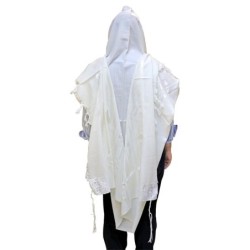 Talitnia Traditional White Pure Wool Tallit (Prayer Shawl)