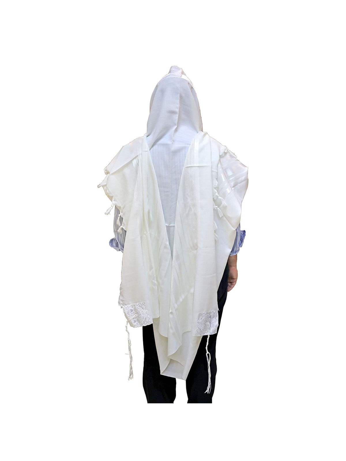 Talitnia Traditional White Pure Wool Tallit (Prayer Shawl)