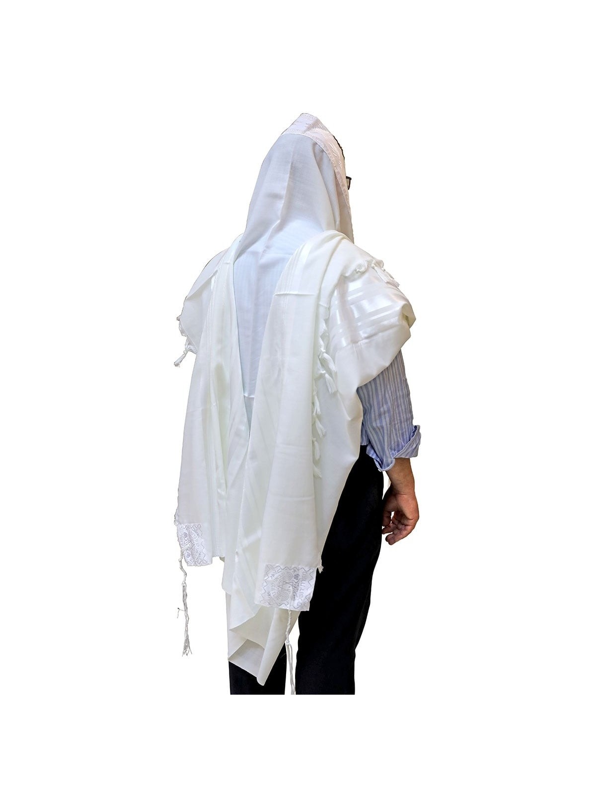Talitnia Traditional White Pure Wool Tallit (Prayer Shawl)