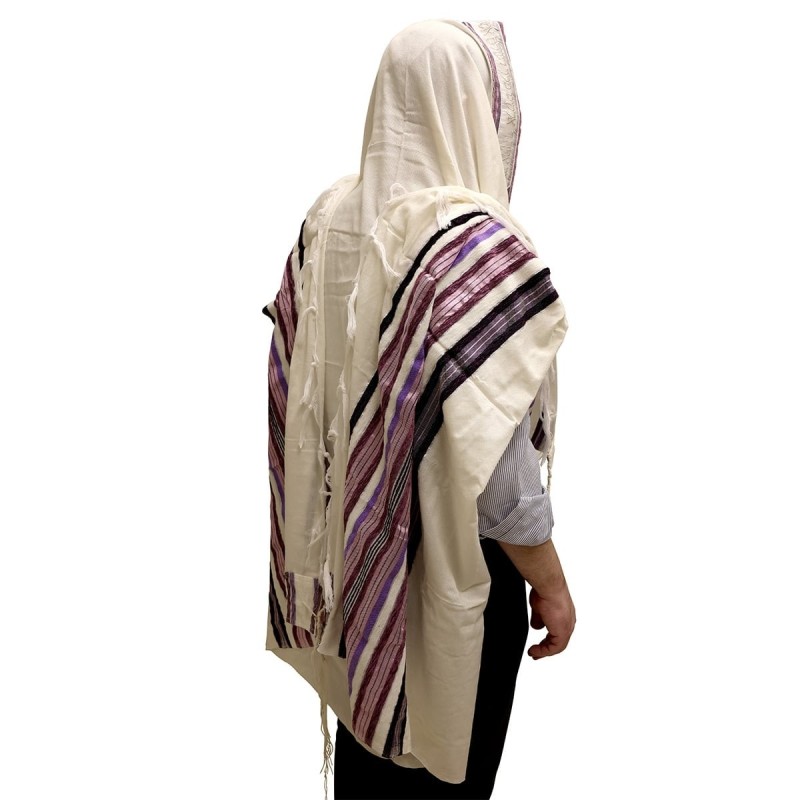 Handwoven Purple Pattern Tallit (Prayer Shawl) Set from Rikmat Elimele