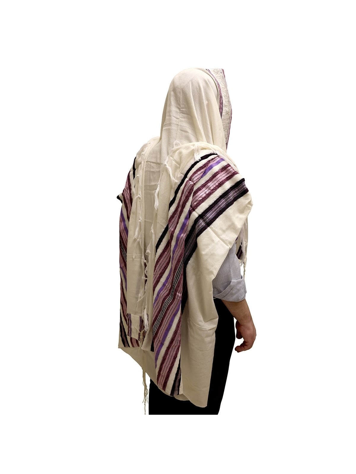 Handwoven Purple Pattern Tallit (Prayer Shawl) Set from Rikmat Elimele