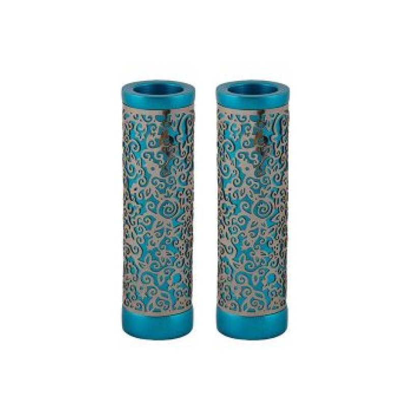 Yair Emanuel Cylinder Candlesticks Floral Pomegranat... | Candlesticks