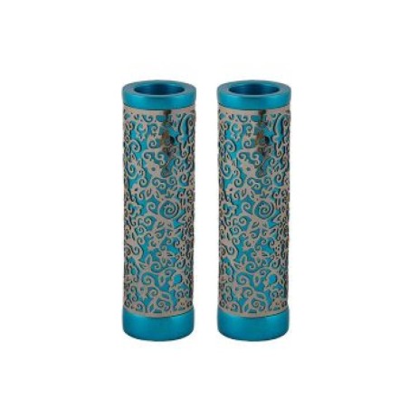 Yair Emanuel Cylinder Candlesticks Floral Pomegranat... | Candlesticks