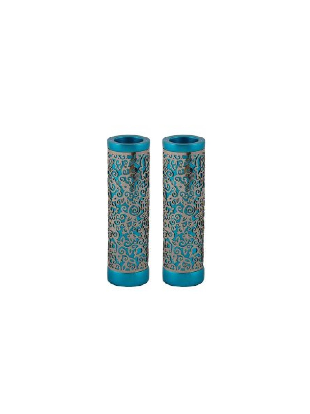 Yair Emanuel Cylinder Candlesticks Floral Pomegranat... | Candlesticks