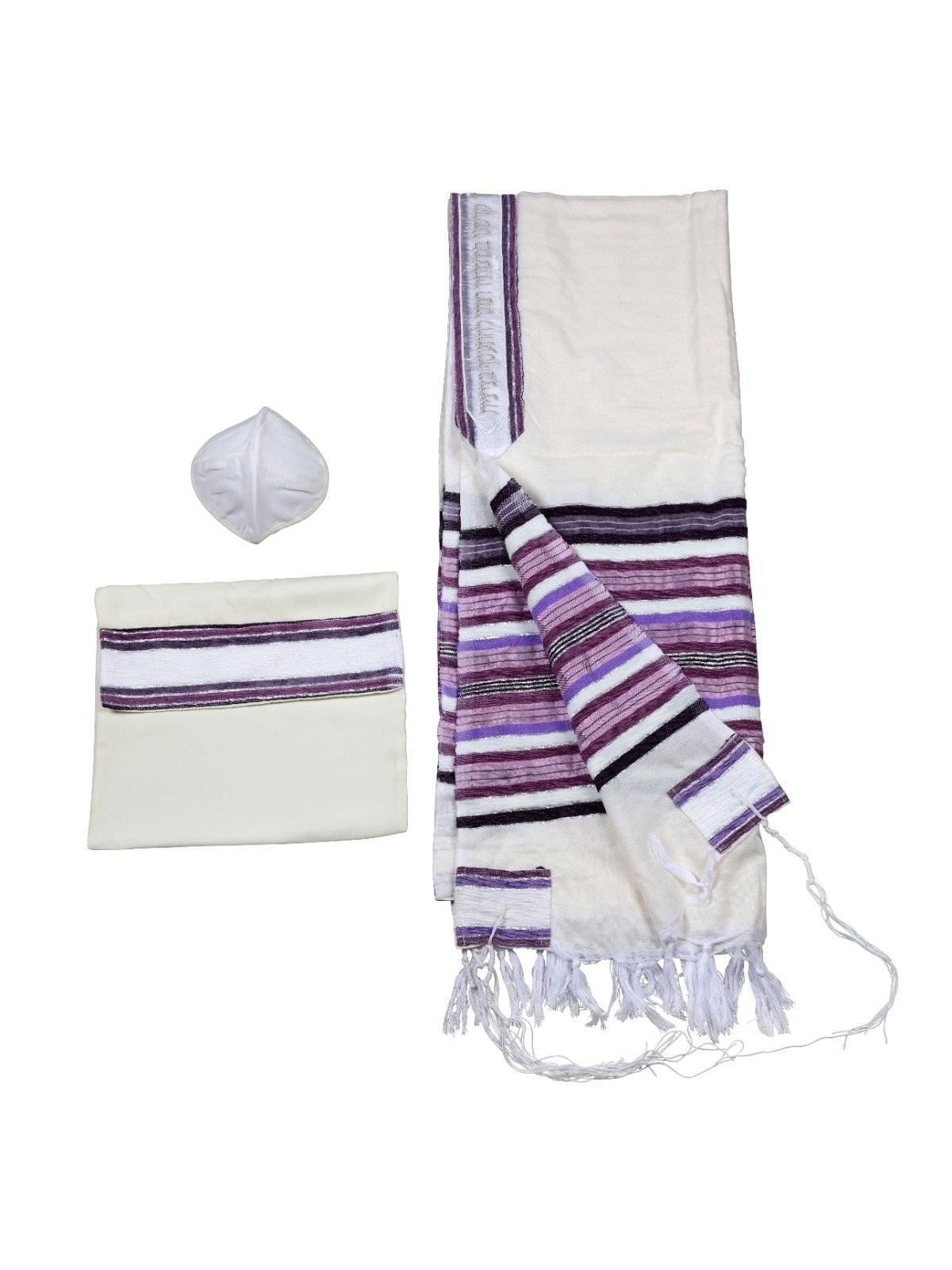 Handwoven Purple Pattern Tallit (Prayer Shawl) Set from Rikmat Elimele