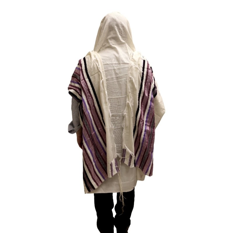Handwoven Purple Pattern Tallit (Prayer Shawl) Set from Rikmat Elimele