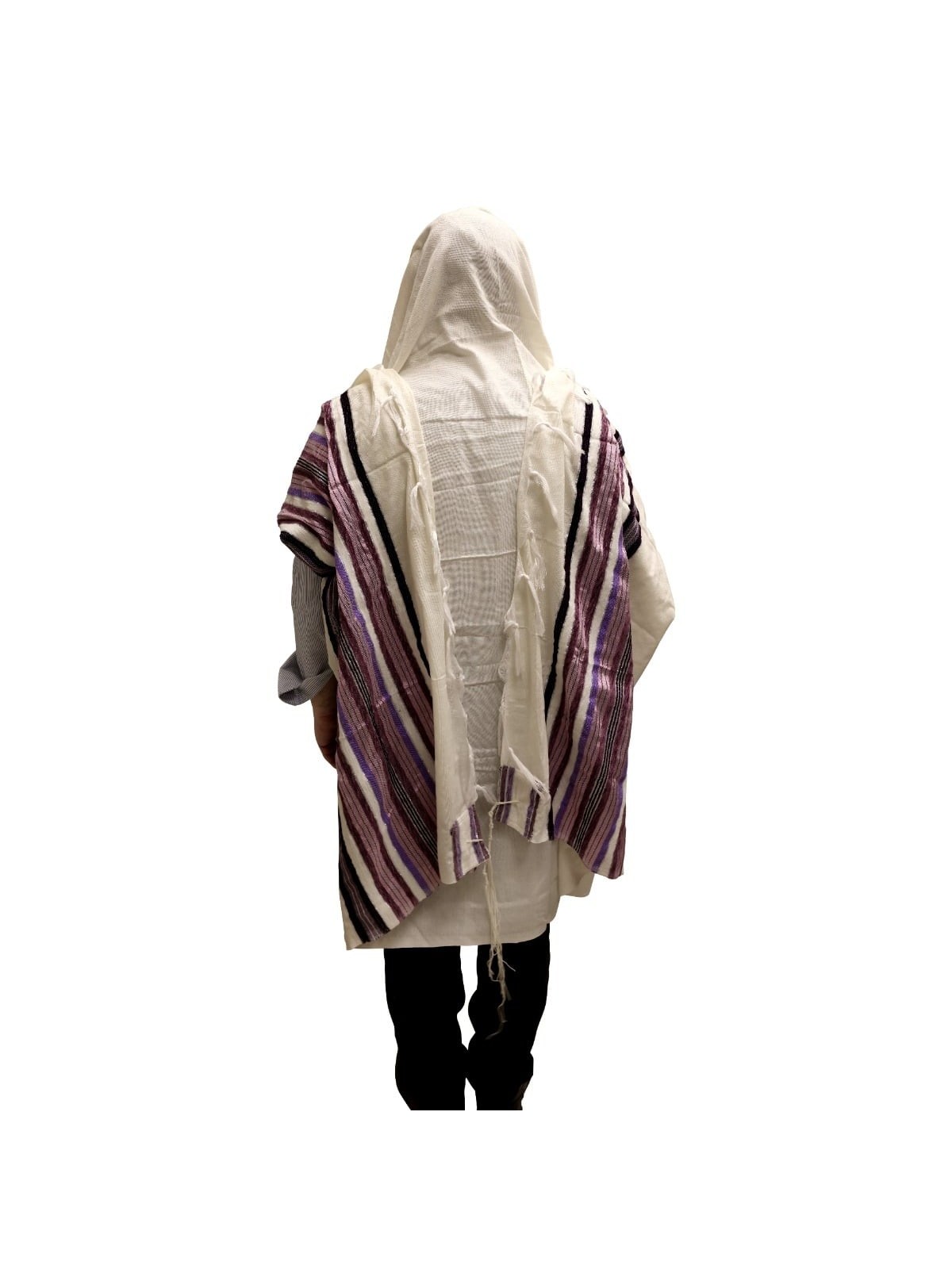 Handwoven Purple Pattern Tallit (Prayer Shawl) Set from Rikmat Elimele
