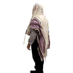Handwoven Purple Pattern Tallit (Prayer Shawl) Set from Rikmat Elimele