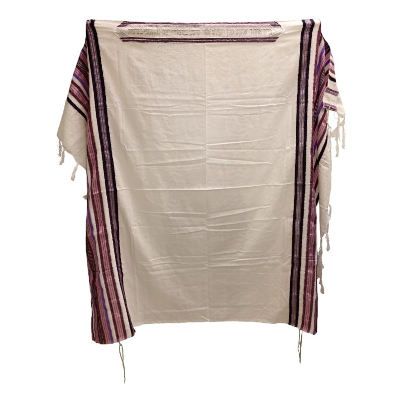 Handwoven Purple Pattern Tallit (Prayer Shawl) Set from Rikmat Elimele