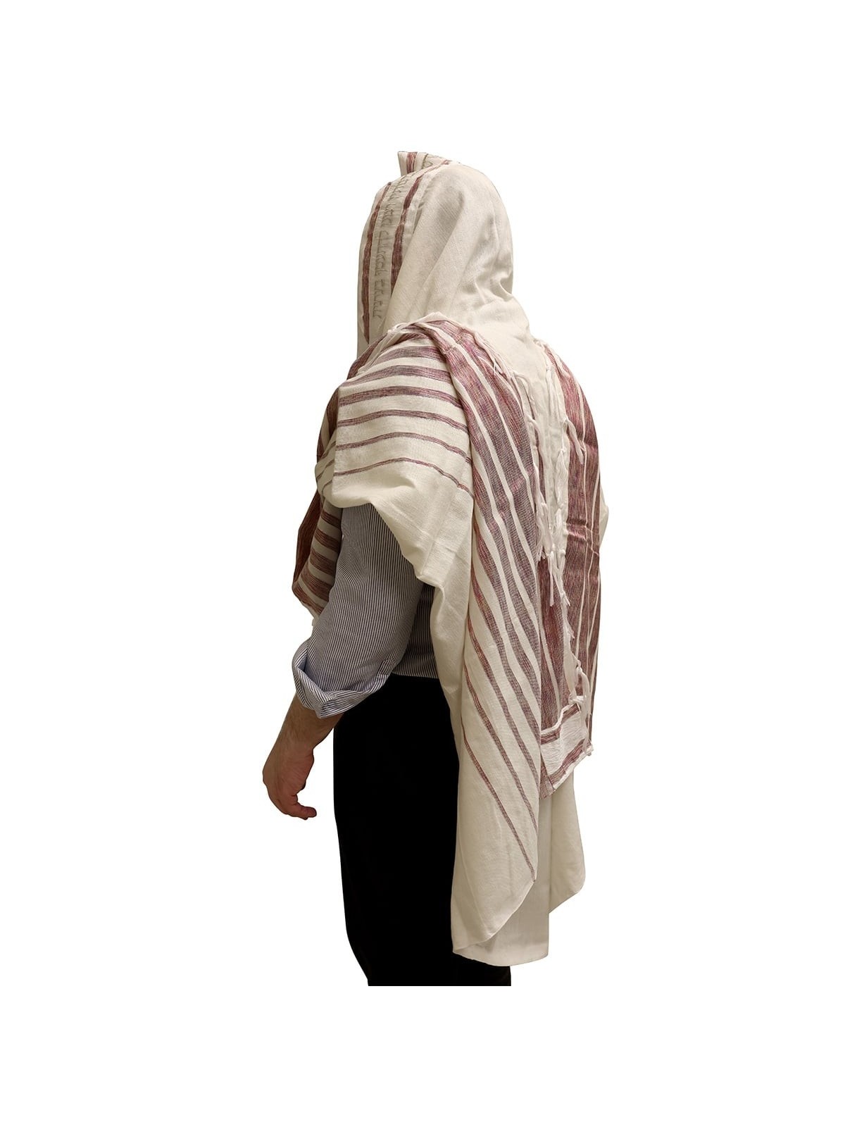 Handwoven Burgundy Pattern Tallit (Prayer Shawl) Set from Rikmat Elime