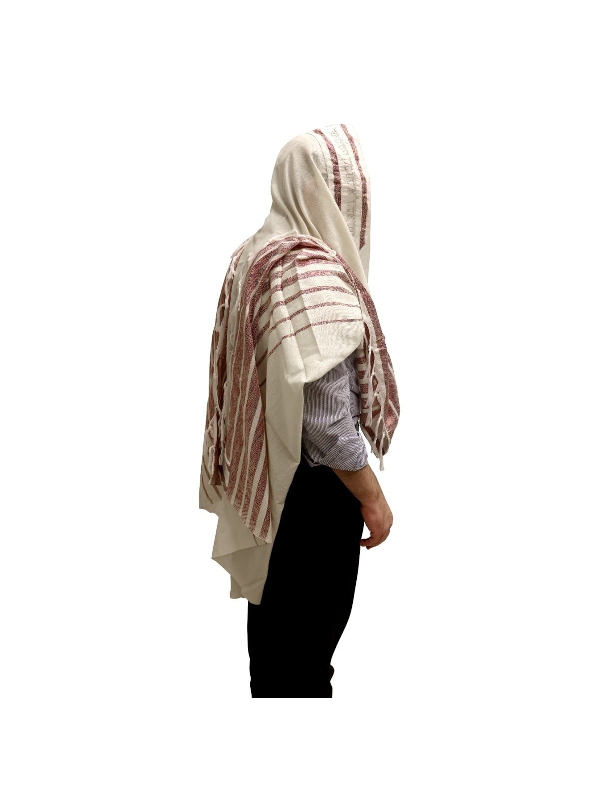 Handwoven Burgundy Pattern Tallit (Prayer Shawl) Set from Rikmat Elime