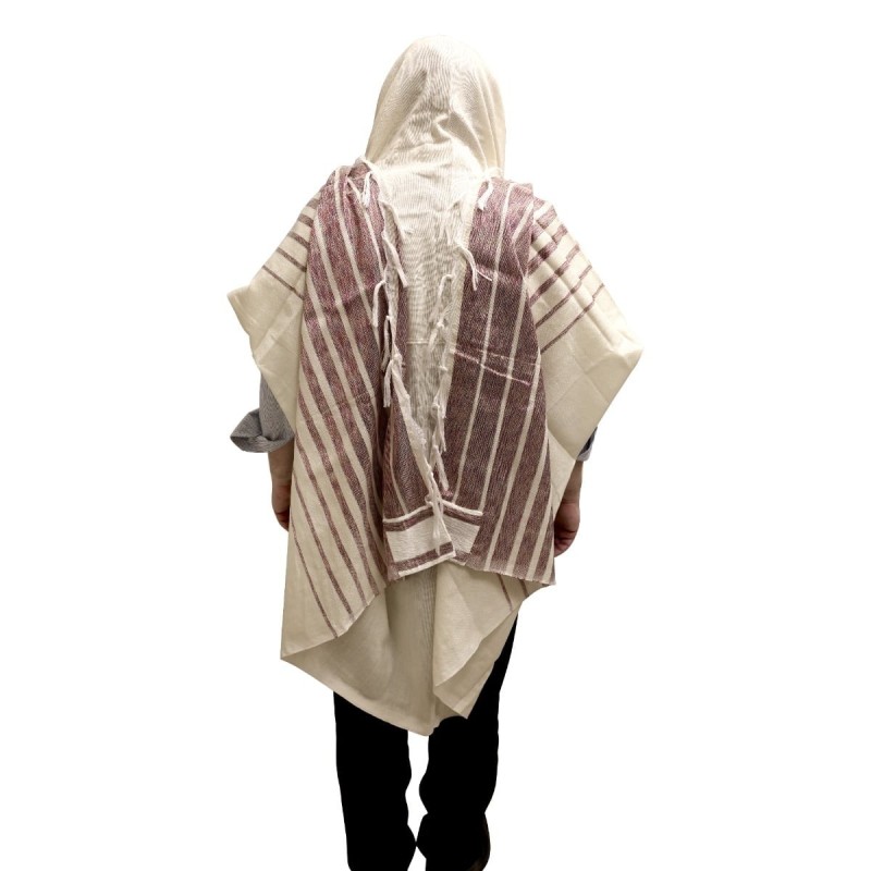 Handwoven Burgundy Pattern Tallit (Prayer Shawl) Set from Rikmat Elime