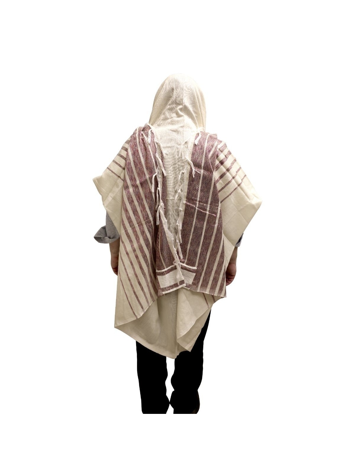 Handwoven Burgundy Pattern Tallit (Prayer Shawl) Set from Rikmat Elime